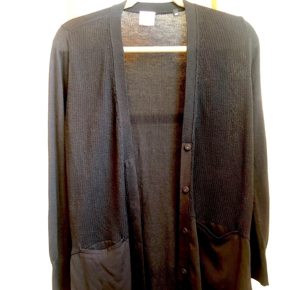 CABI black long cardigan sweater lightweight size XS
